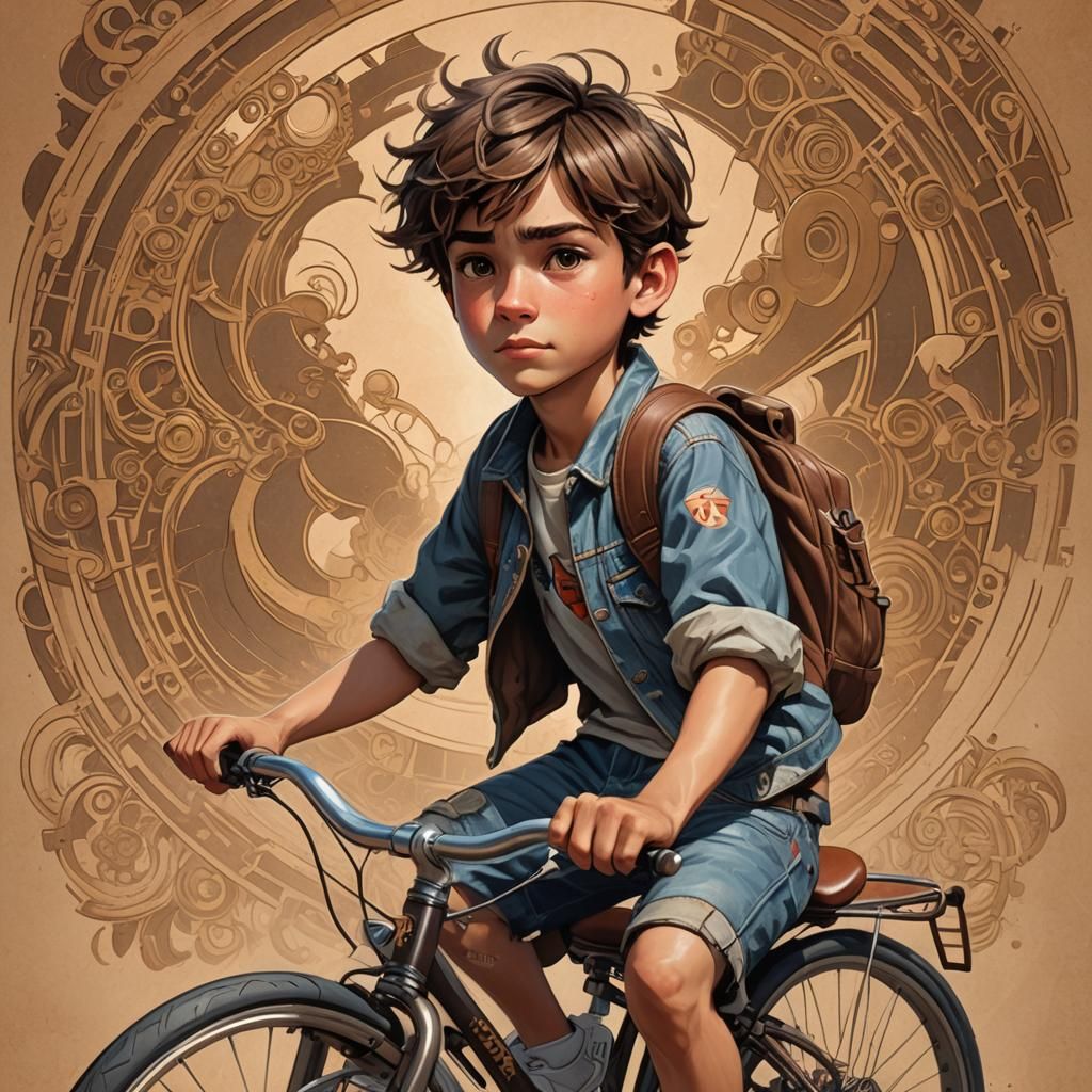 Boy in Art Deco Style, Disney Pixar Illustration