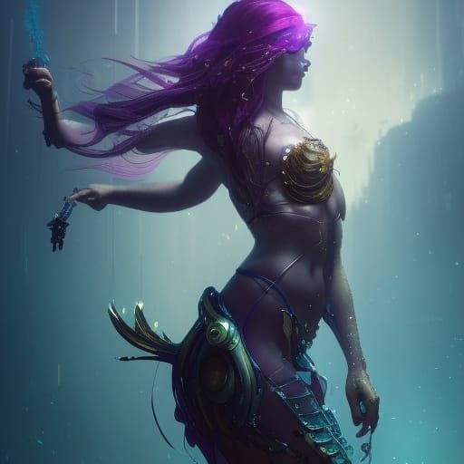 Cyberpunk Mermaid Concept Art in 8K Resolution