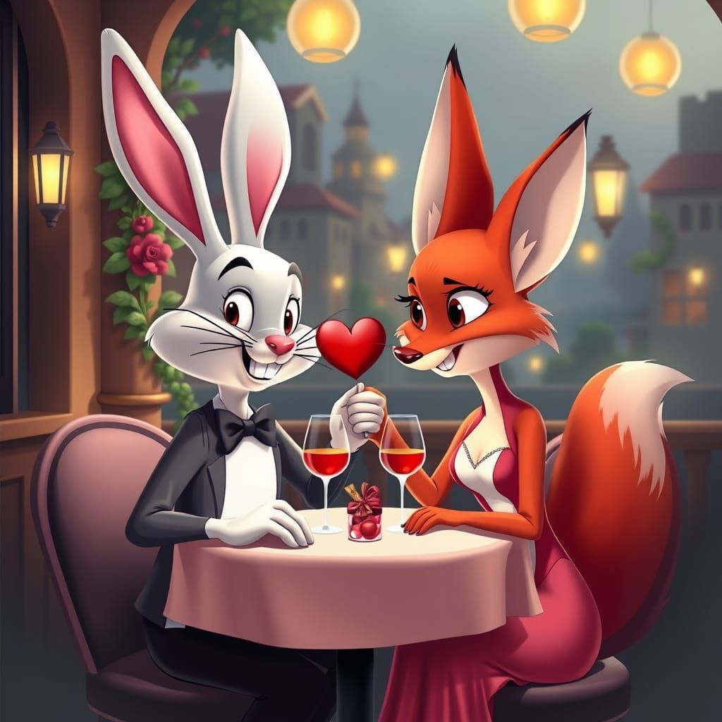 Romantic Italian Dinner for Whimsical White Rabbit and Red F...