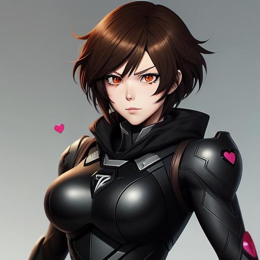 Anime Supervillain Sniper with Black Hearts