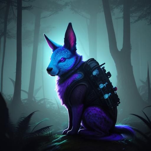 Bad Bunny in Mystical Forest, Fantasy Concept Art