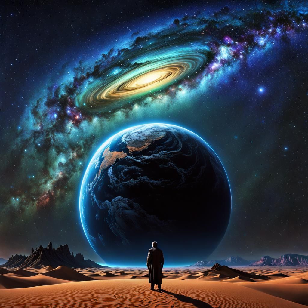 Between Earth and Cosmos: A Surreal Encounter in the Desert