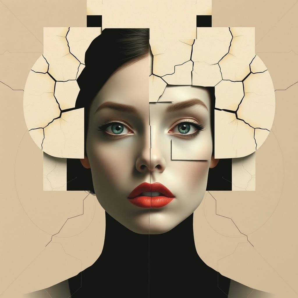 Symmetrical Bauhaus Goddess in Triadic Colors