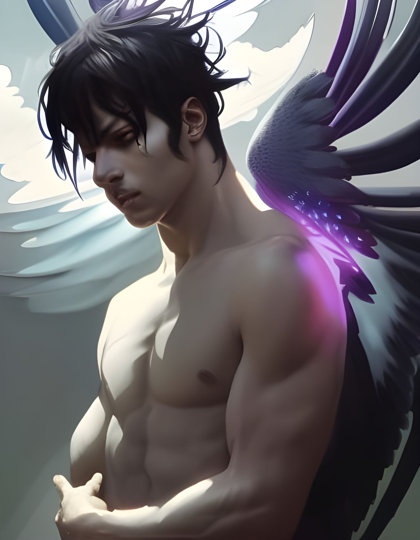 Angel Portrait in Style of Alphonse Mucha