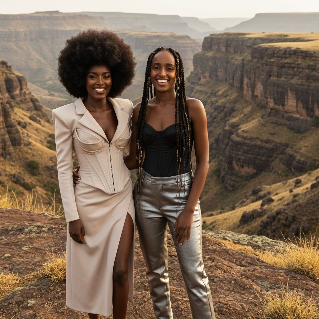 Eritrean Women in Avant-Garde Fashion Amidst Highlands