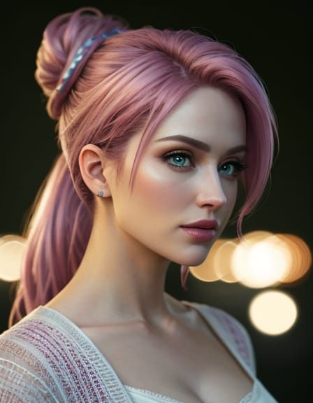 Pretty Woman with Pink Hair in Twilight
