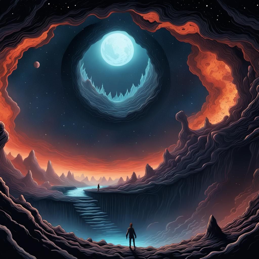 Hyperdetailed Abyss in Space Digital Illustration