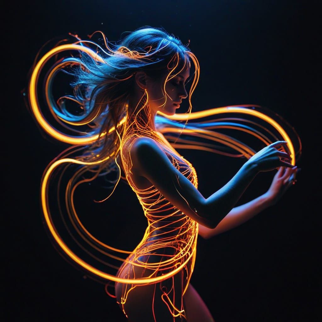 Neon Dancer in Rhythmic Motion