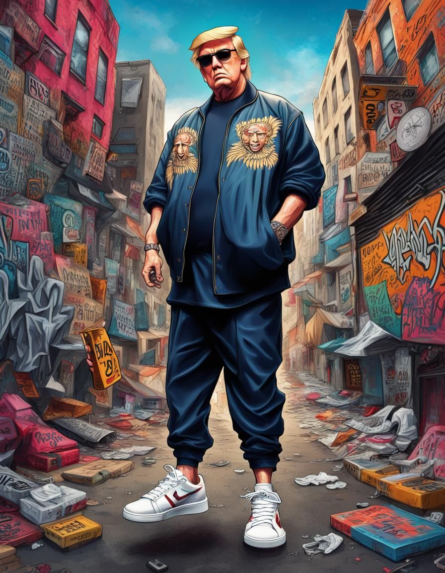 Donald Trump as Hip-Hop Artist in Graffiti Style