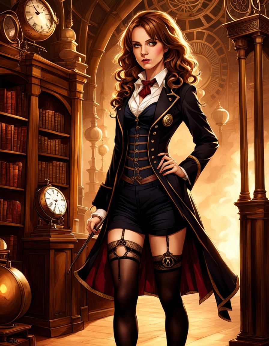 Hermione Granger as Steampunk Wizard: Full Portrait