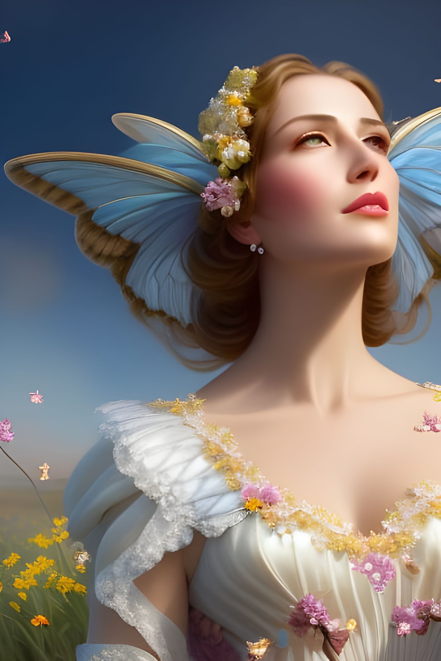 Renaissance Beekeeper in Floral Fantasy Portrait