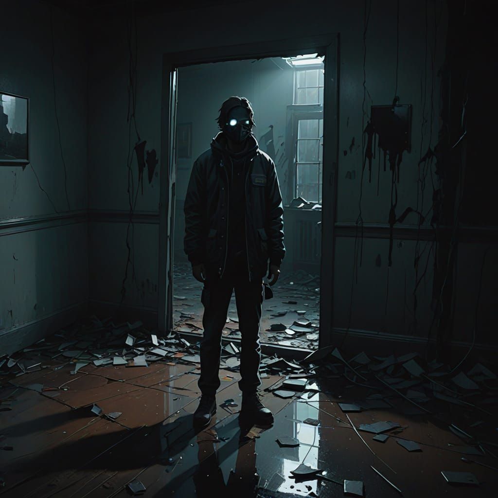 Gritty Digital Portrait of Shattered Identity