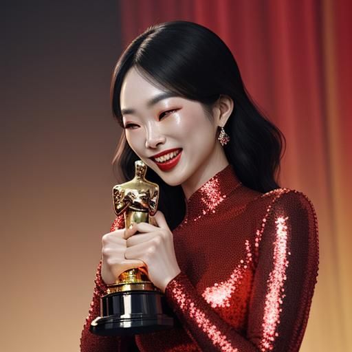 Glamorous Korean Woman Accepts Award in Hyperrealistic Detai...
