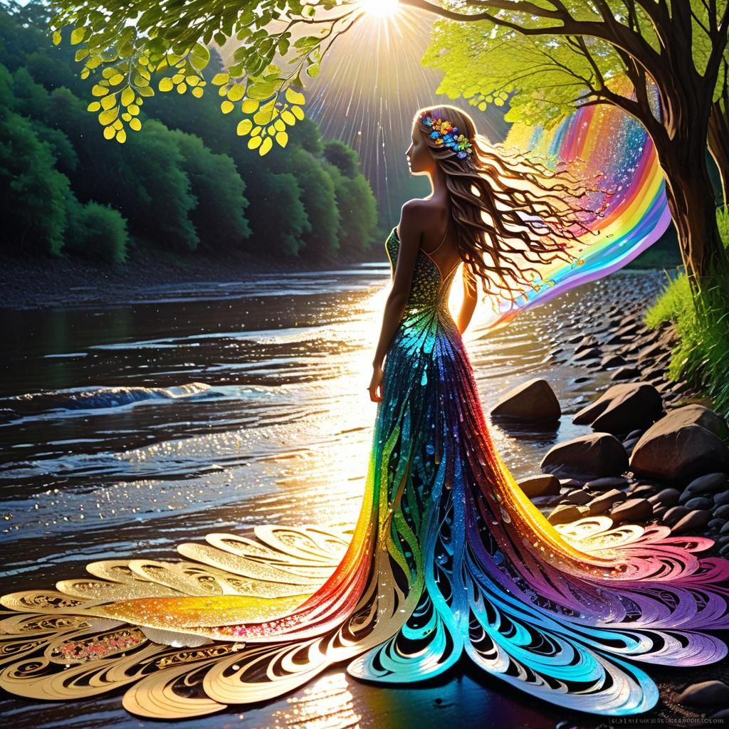 Rainbow Foil Woman with Zentangle Hair