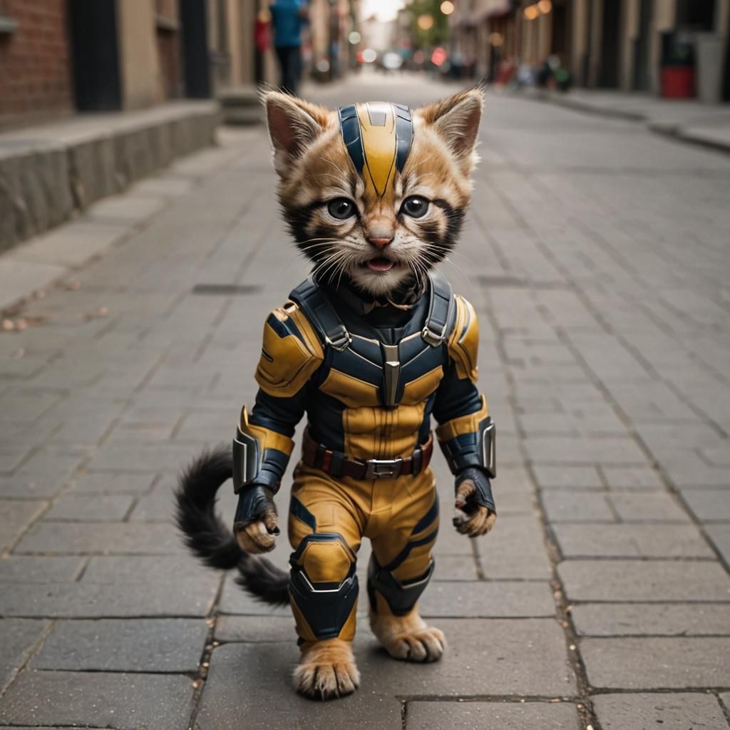 Wolverine kitten on the street😻