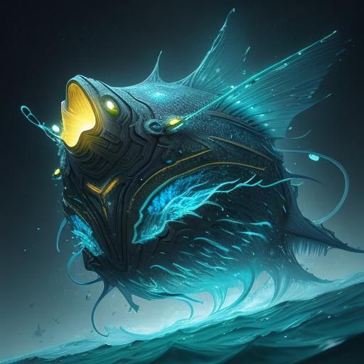 Glowlume: Bioluminescent Anglerfish in Deep Color