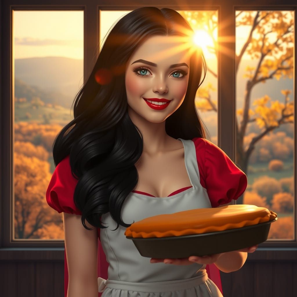 Snow White in Autumn Landscape, Fairy Tale Concept Art