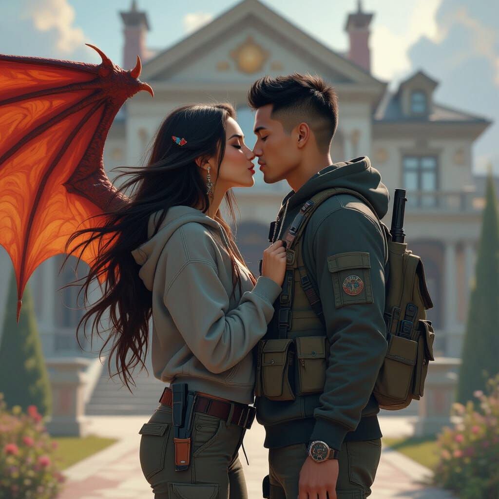 Dragon-Winged Woman's Farewell: A Matte Painting