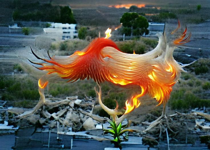 Fiery Phoenix Rising from the Ashes