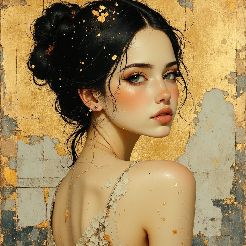 Elegant Woman Portrait in Art Nouveau Style