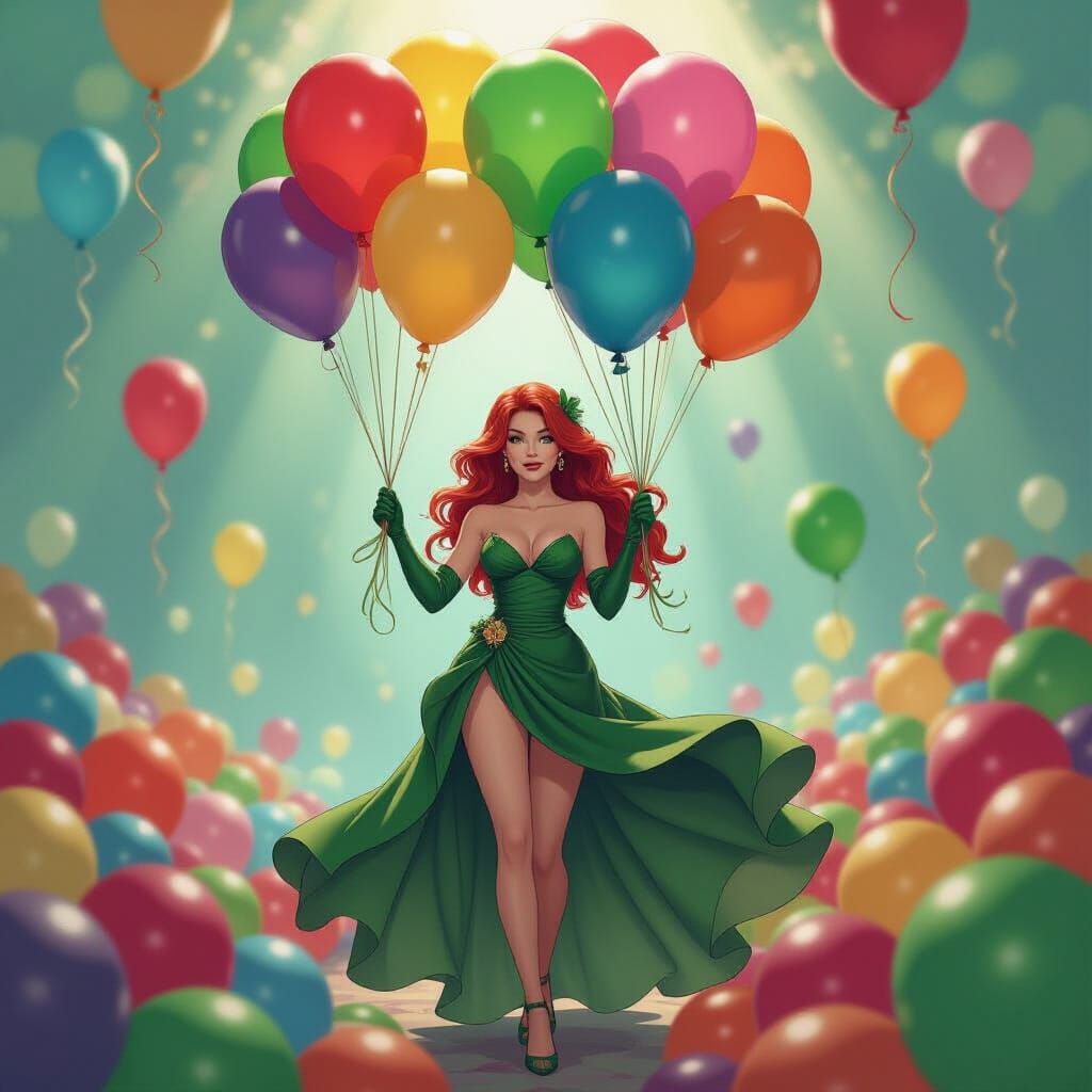 Poison Ivy Celebrates with Birthday Balloons
