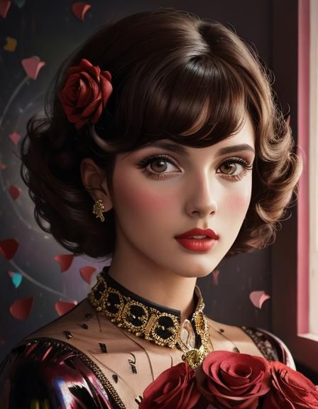 1950s Valentine Heart with Beehive Hair in 3D