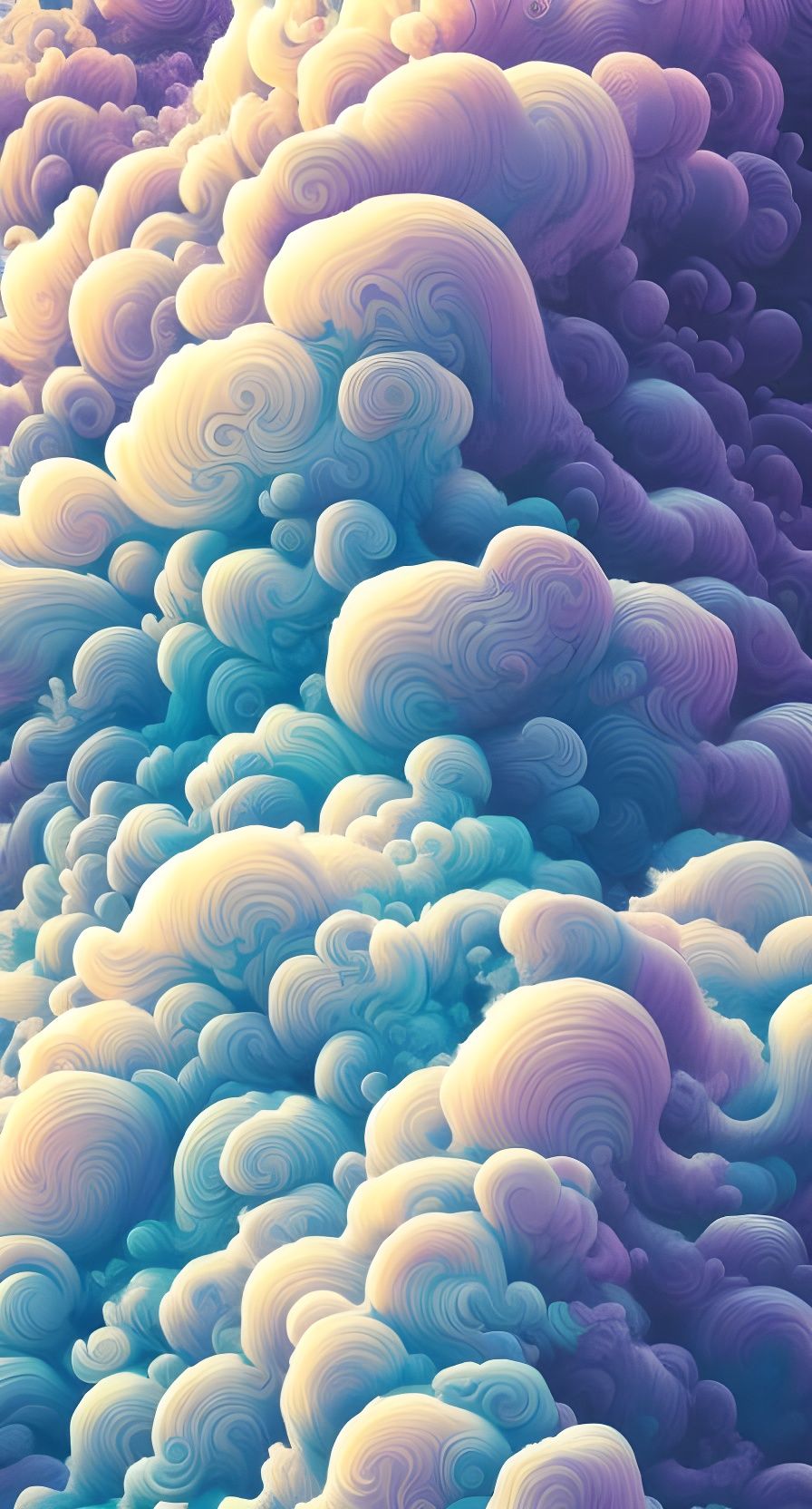 Whimsical Sea Foam Clouds in Japanese Art Style