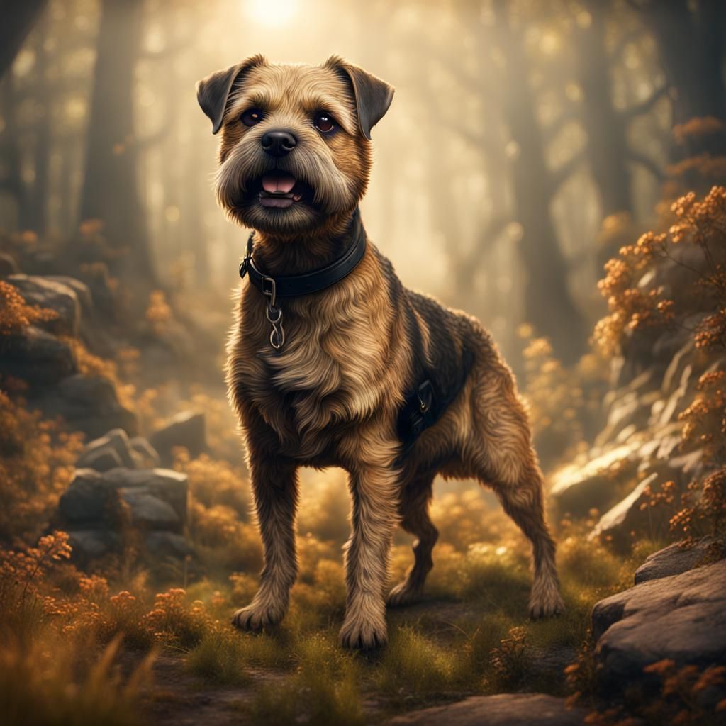 Happy Old Border Terrier in Dreamcore Style