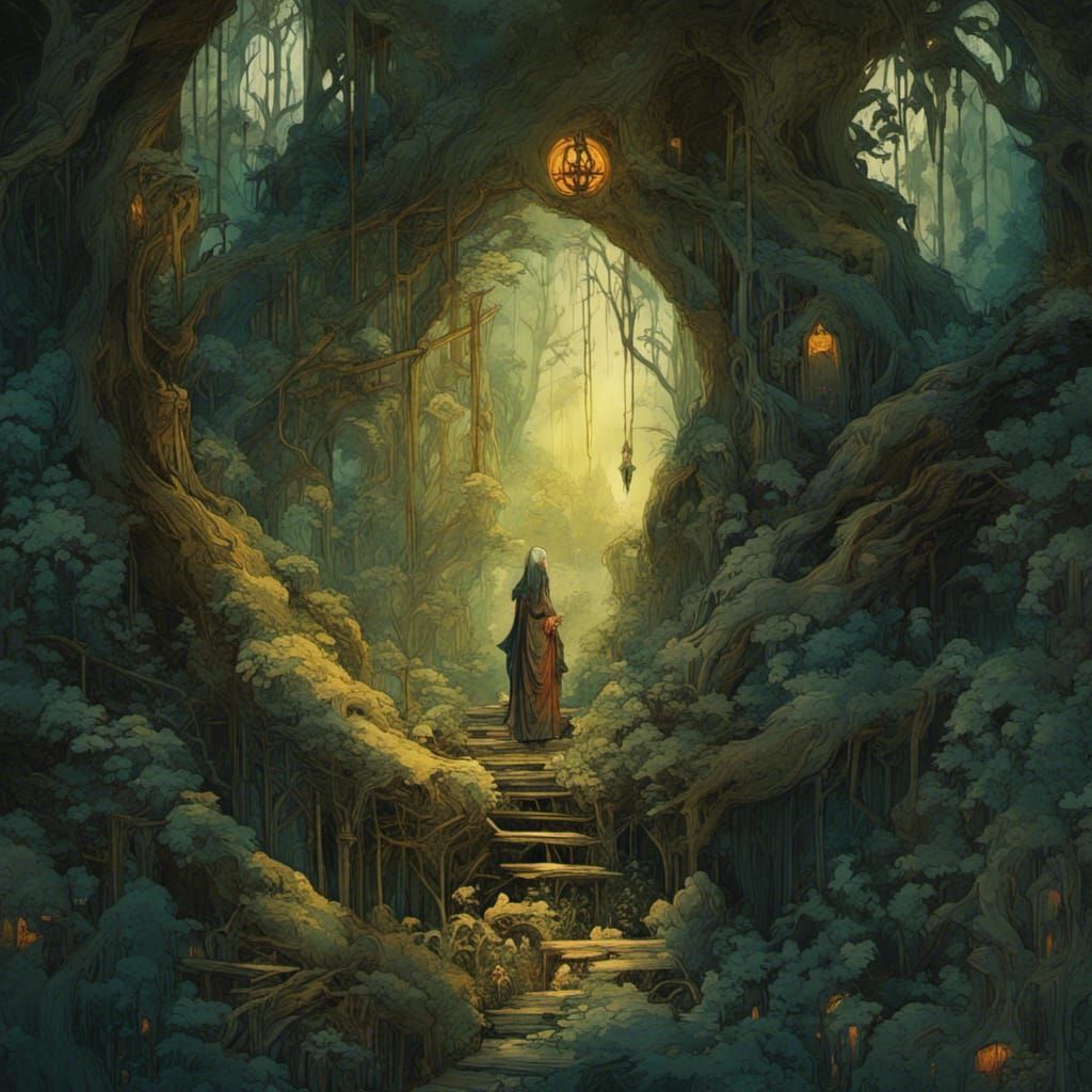 Baba Yaga Portrait in Enchanted Forest