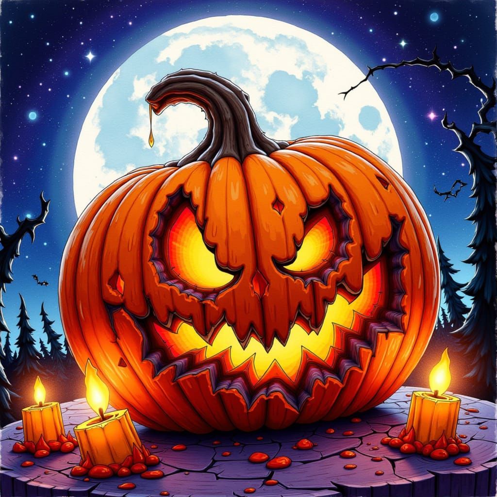 Fortnite Jack O Lantern Warrior Under Full Moon