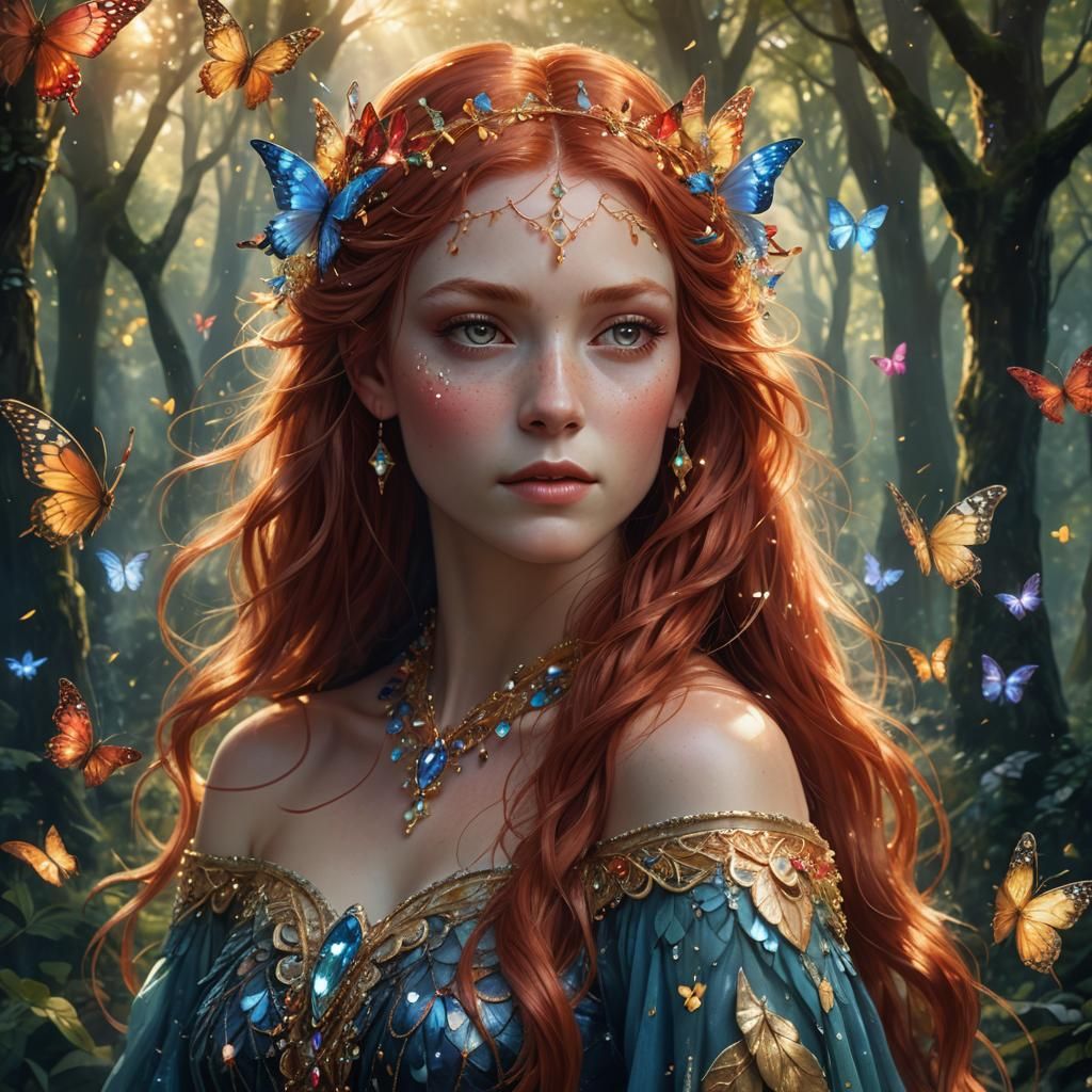 Fairy Goddess Portrait with Butterfly Wings
