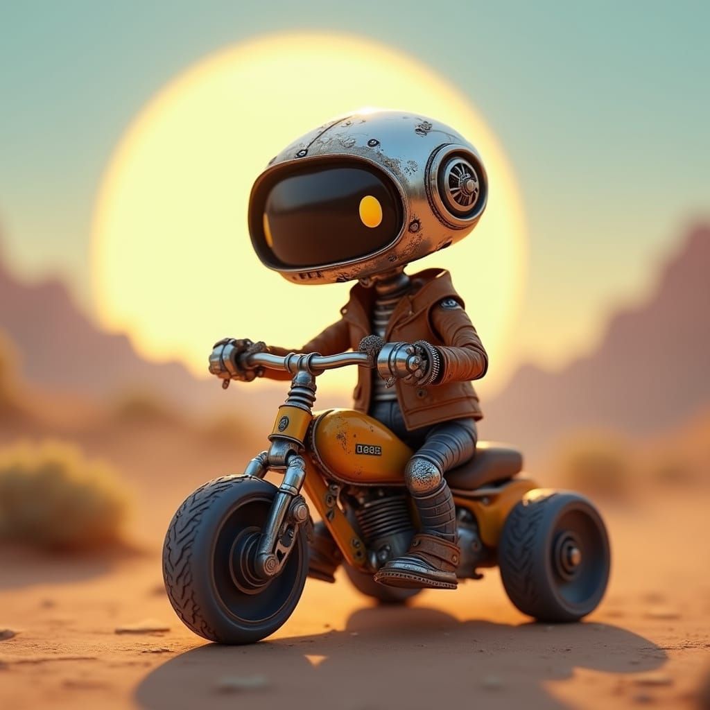 Cute Robot Biker on Learning Trike