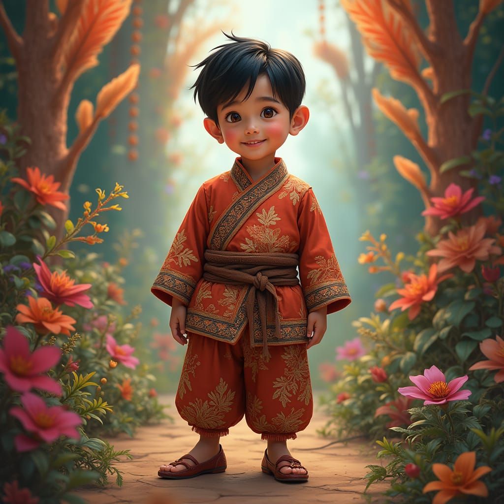 Young Indonesian Prince in Vibrant Whimsy