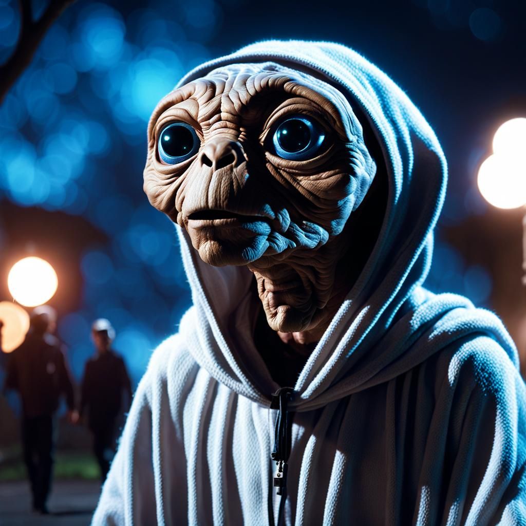 E.T. as Halloween Ghost in 1980s Style
