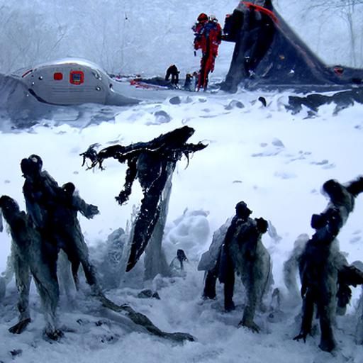 Antarctic Plane Crash in Horror Engraving Style