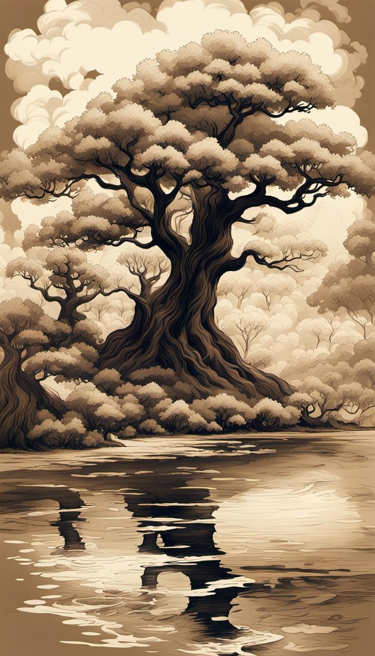 Spring Wind Water in Modern Ukiyo-e Ink Painting