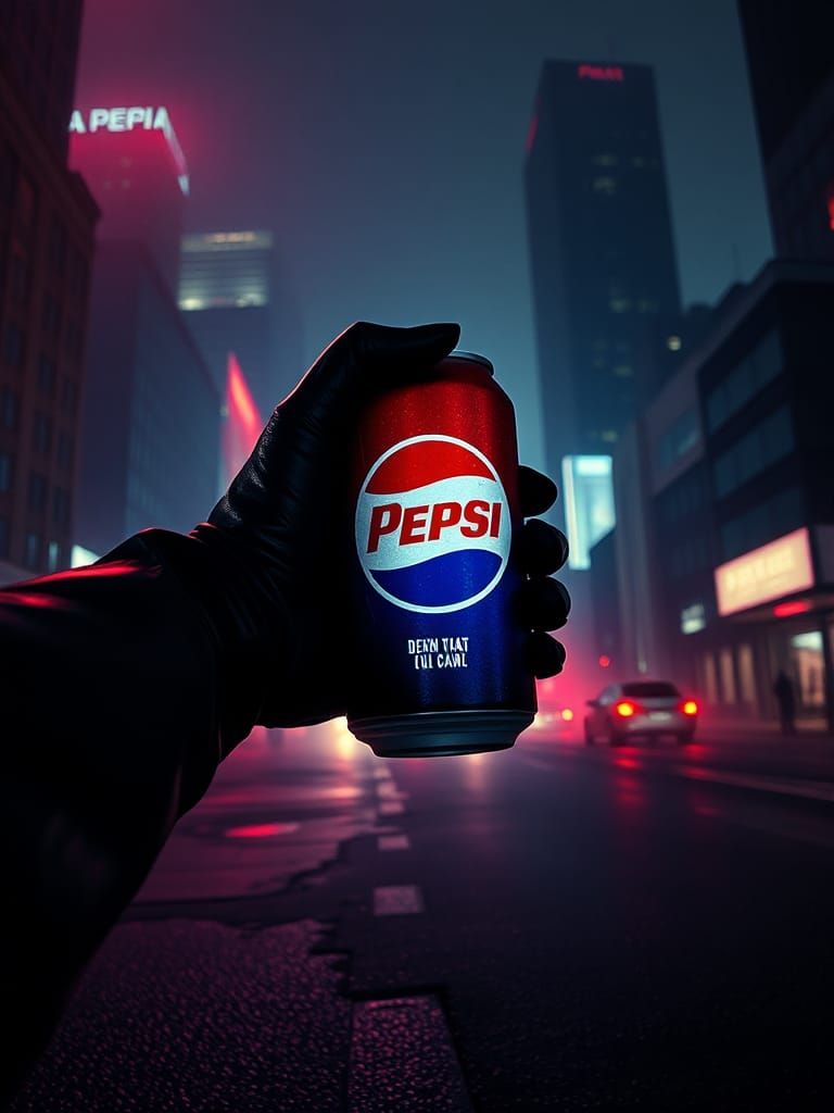 Neo-Noir Hand Reaching for Retro Pepsi Can