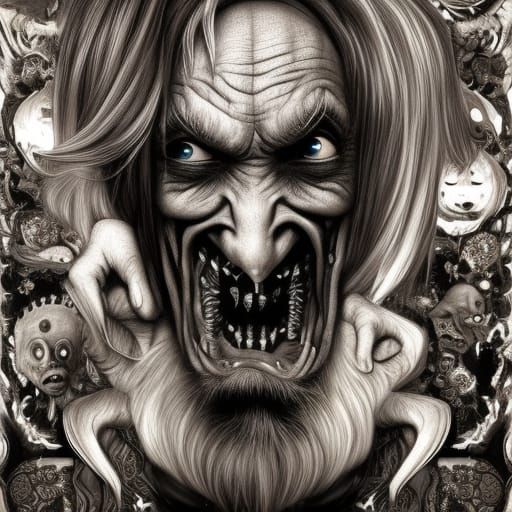 Frightened Grandpa in Hallucinatory Baroque Style