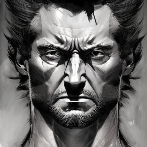 a digital painting of wolverine logan, Yoji Shinkawa, samgorski