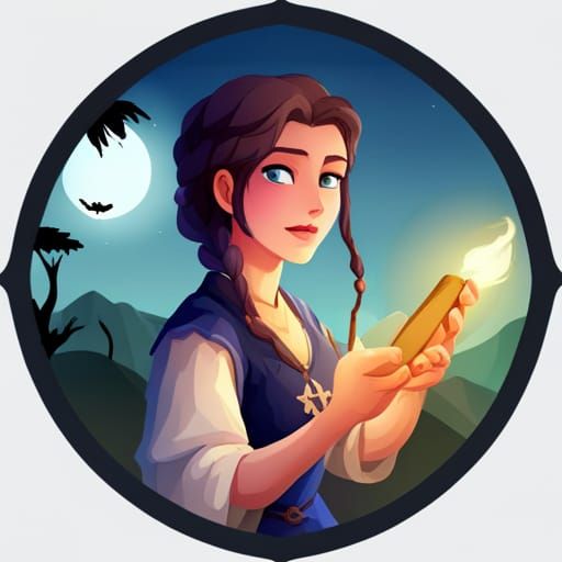 Black and White Vector Art: Girl Warlock