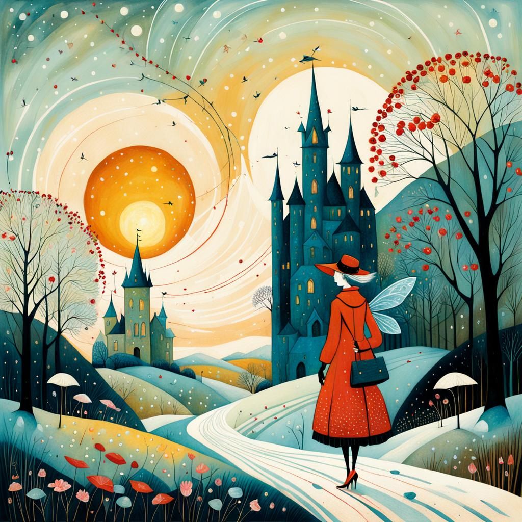 Fabulous Fairy in Floral Abstract Style