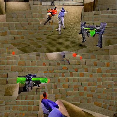 Retro 90s First-Person Shooter Game Scene