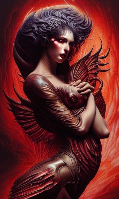 Sensual Demonic Lilith in a Decadent Horror Landscape