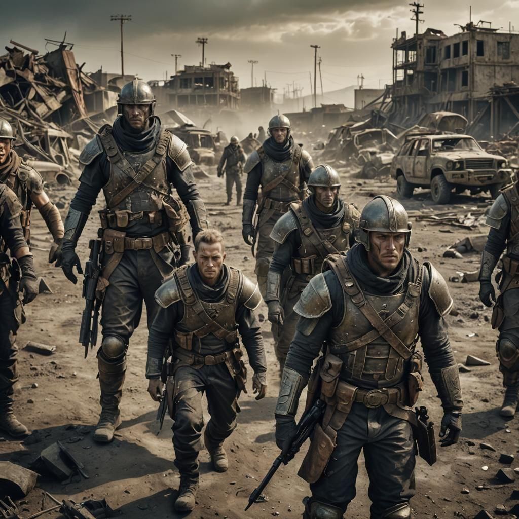 Wasteland Warriors in Hyperrealistic Style