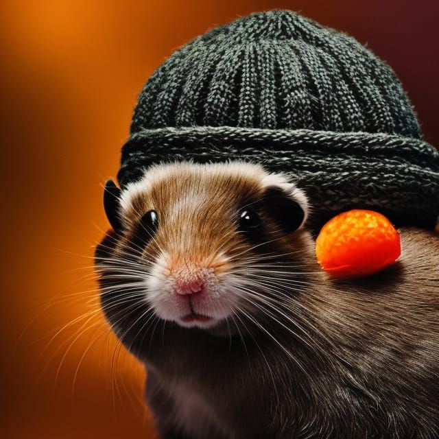 Hamster with Beanie in Bio-Mechanical Style