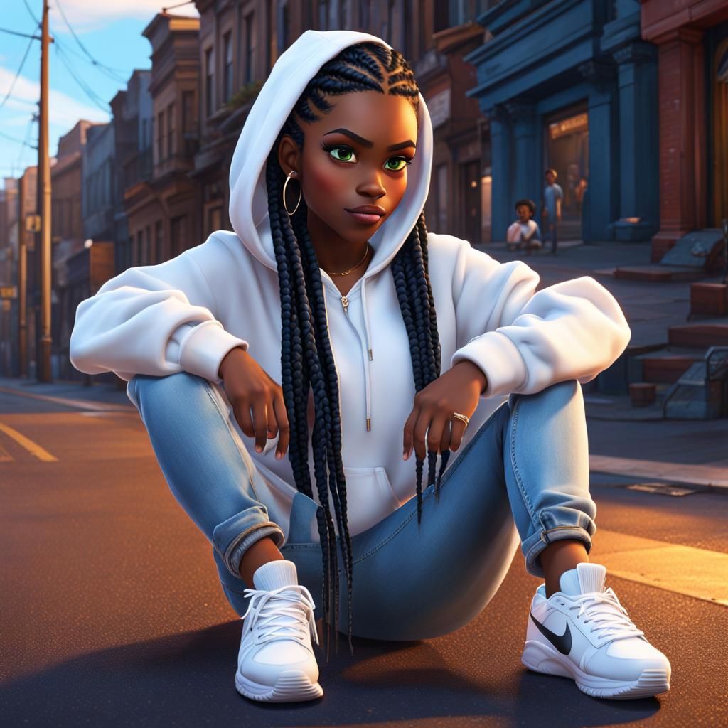 Black Girl Cartoon in Pixar Style