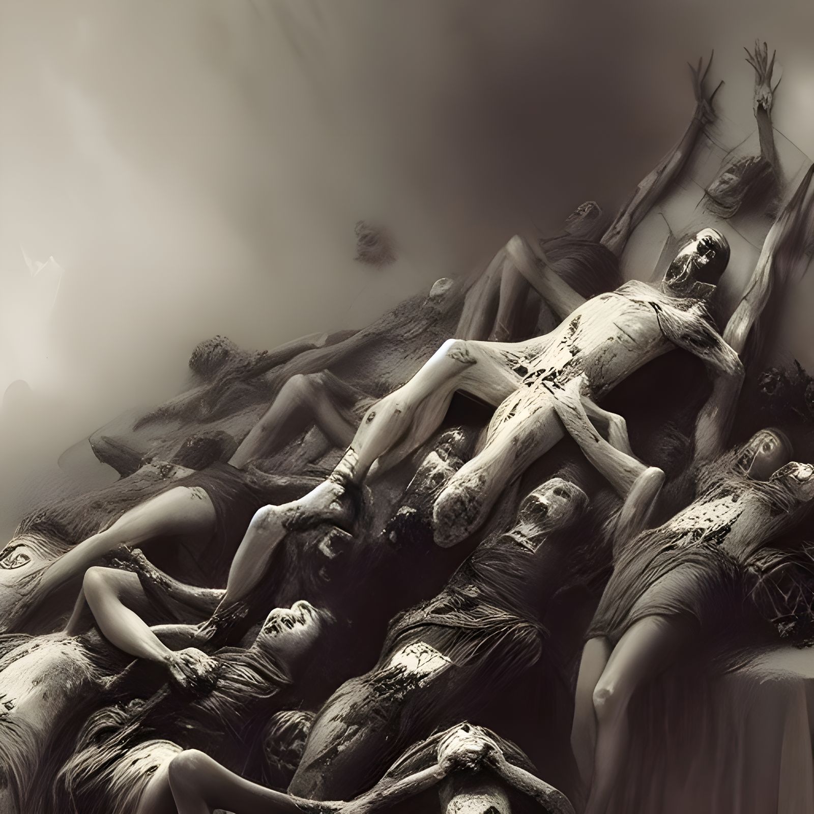 Horrific Pile of Dead Bodies in Dark Fantasy Style