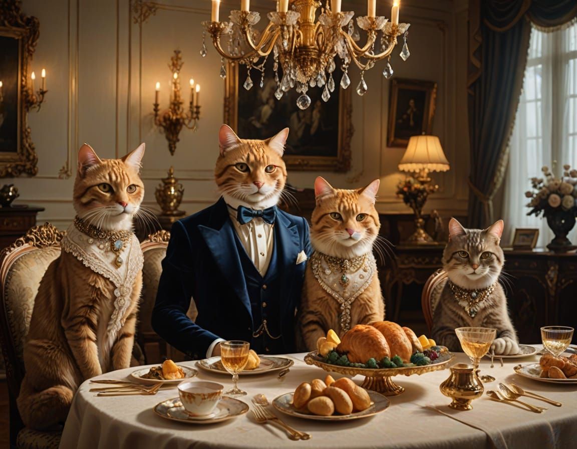Sophisticated Feline Gathering in Luxury Setting