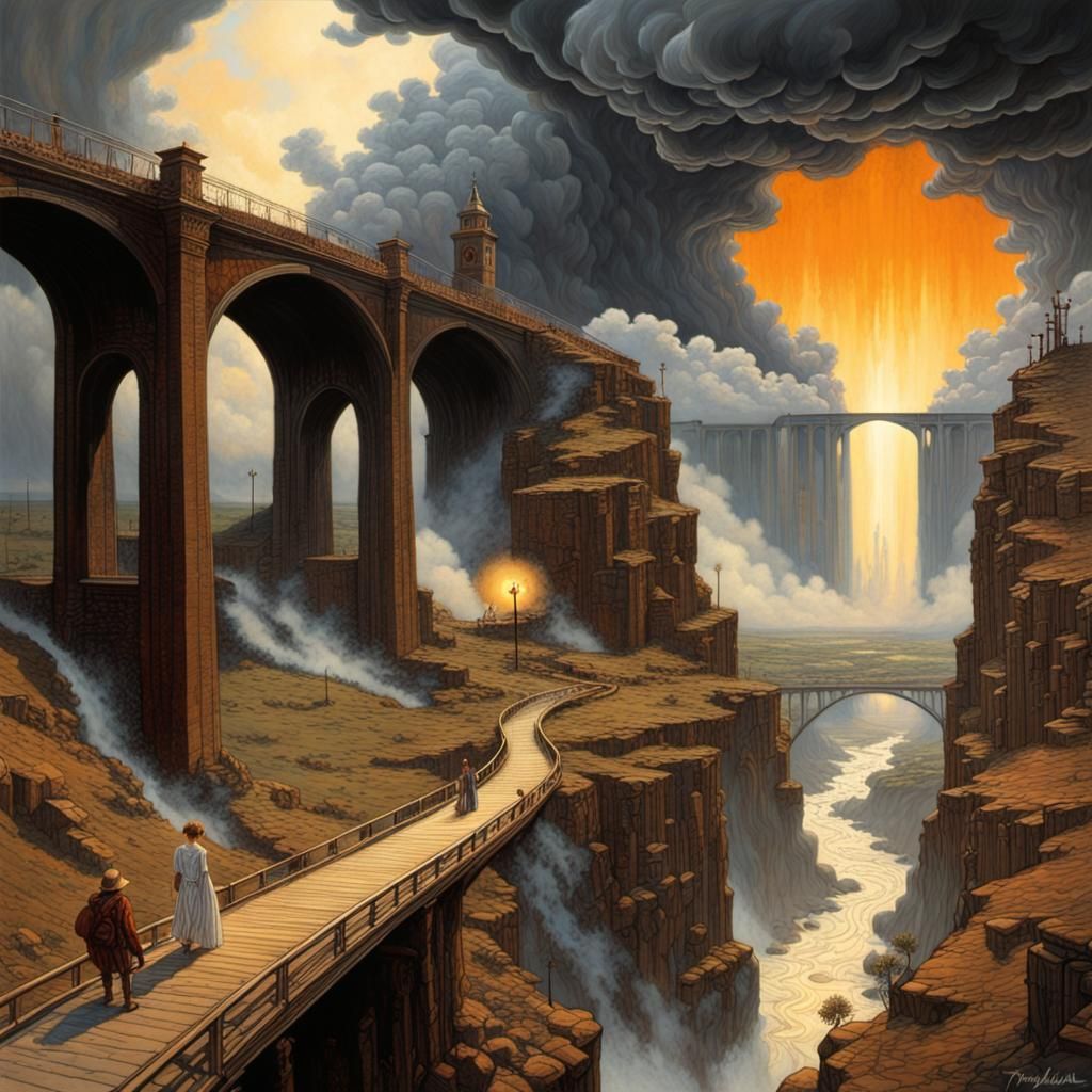 Dystopian Cityscape with Floating Castles