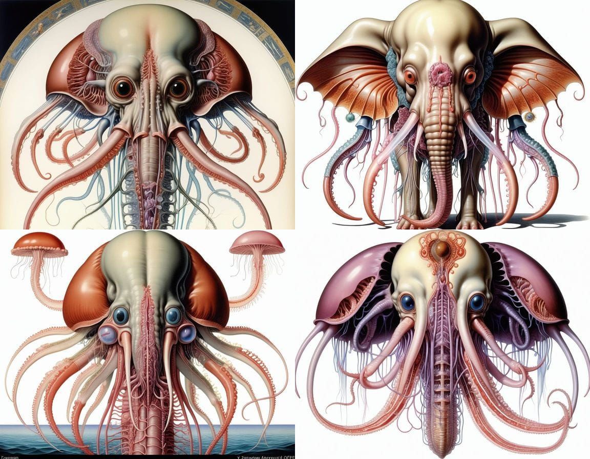 Surreal Egyptian Homunculus with Organ Details